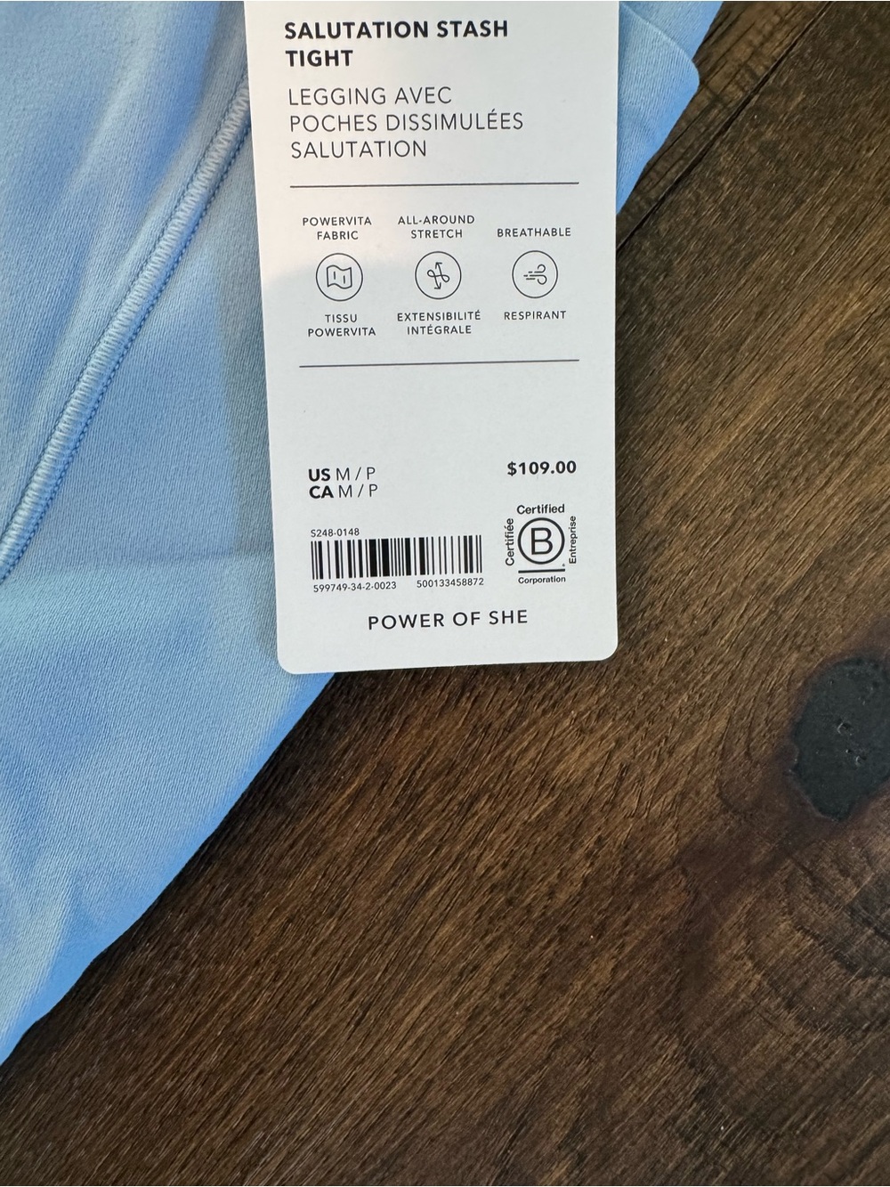 Athleta Pale Blue High-Waist Leggings with Side Pockets - Picture 2 of 2